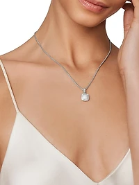 Petite Albion Pendant Necklace in Sterling Silver with Pavé Diamonds, 7mm