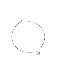 Petite Albion Pendant Necklace in Sterling Silver with Pavé Diamonds, 7mm