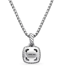 Petite Albion Pendant Necklace in Sterling Silver with Pavé Diamonds, 7mm