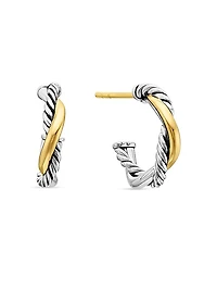 Petite Infinity Huggie Hoop Earrings in Sterling Silver with 14K Yellow Gold, 3mm