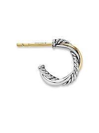 Petite Infinity Huggie Hoop Earrings in Sterling Silver with 14K Yellow Gold, 3mm