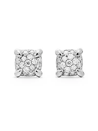 Petite Chatelaine Stud Earrings in 18K White Gold with Pavé Diamonds, 5mm
