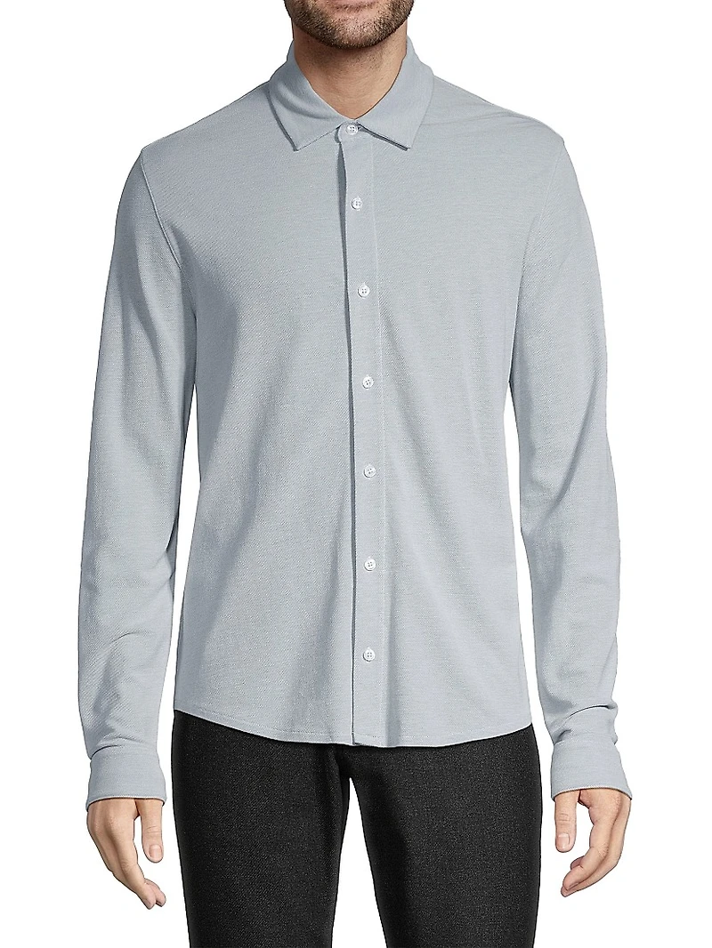 Piqué Button-Front Shirt