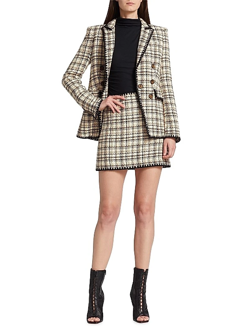 Ohemia Plaid Cotton-Blend Tweed Miniskirt