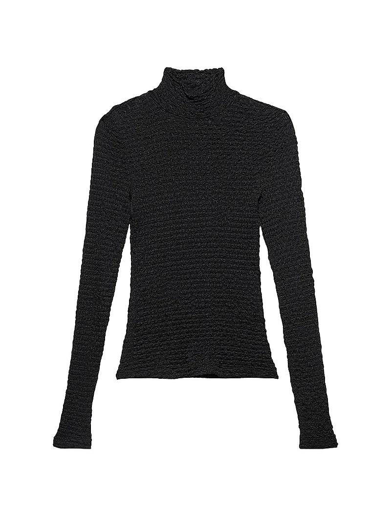 Lace Mesh Turtleneck Blouse