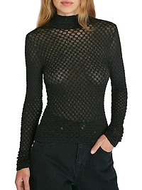 Lace Mesh Turtleneck Blouse