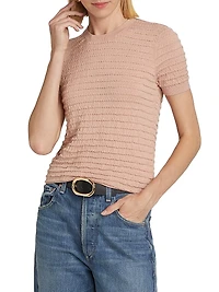 Silk-Blend Smocked Tee