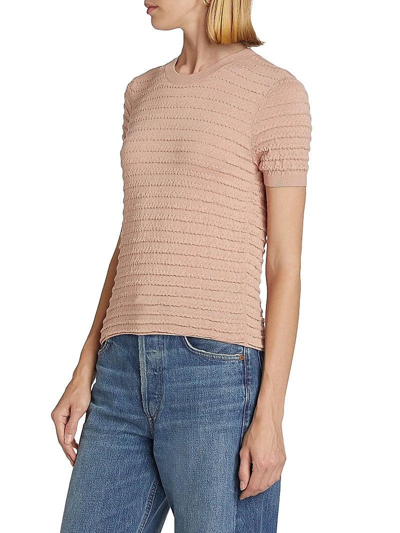 Silk-Blend Smocked Tee