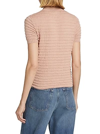 Silk-Blend Smocked Tee