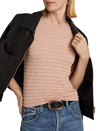 Silk-Blend Smocked Tee