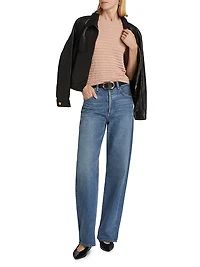 Silk-Blend Smocked Tee