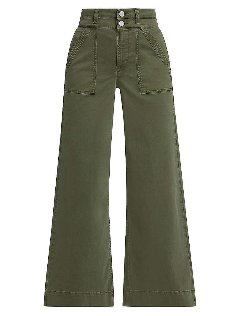 High-Rise Double Waistband Cargo Palazzo Pants