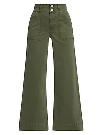 High-Rise Double Waistband Cargo Palazzo Pants