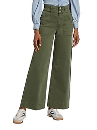 High-Rise Double Waistband Cargo Palazzo Pants