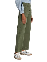 High-Rise Double Waistband Cargo Palazzo Pants
