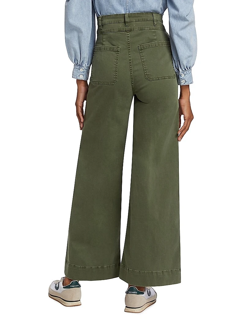 High-Rise Double Waistband Cargo Palazzo Pants