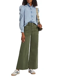 High-Rise Double Waistband Cargo Palazzo Pants