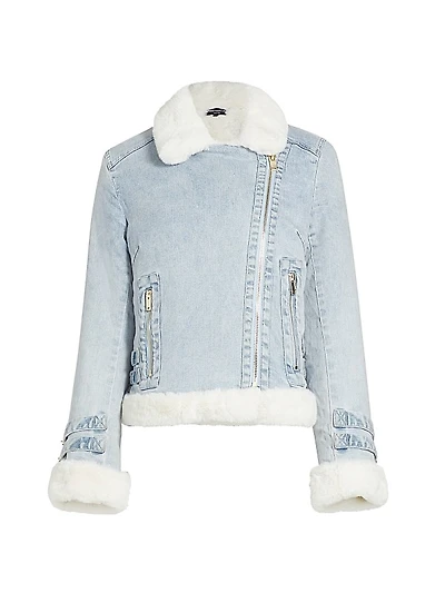 Molly Denim & Faux Fur Moto Jacket