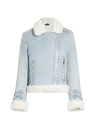 Molly Denim & Faux Fur Moto Jacket