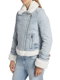 Molly Denim & Faux Fur Moto Jacket