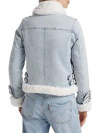 Molly Denim & Faux Fur Moto Jacket