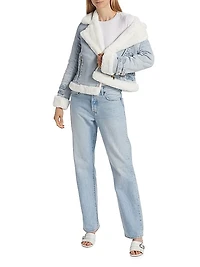 Molly Denim & Faux Fur Moto Jacket