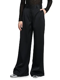 Wide-Leg Twill Trousers