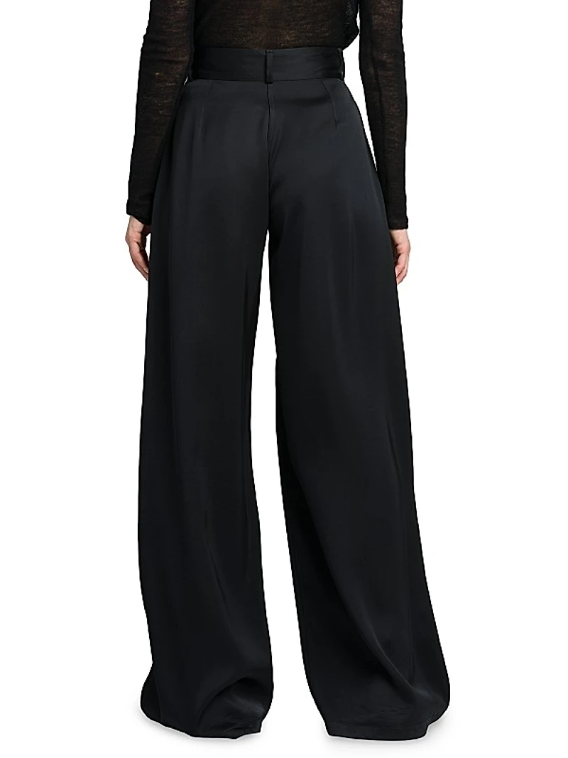 Wide-Leg Twill Trousers