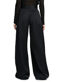 Wide-Leg Twill Trousers