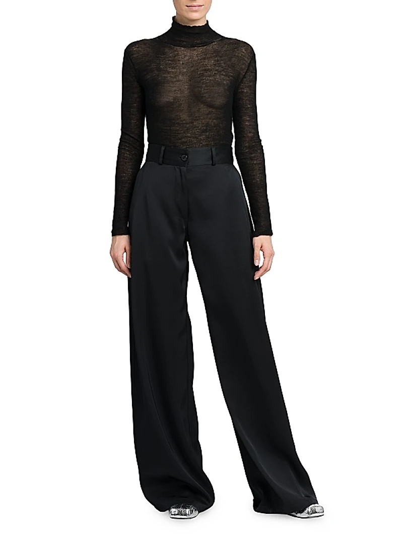 Wide-Leg Twill Trousers