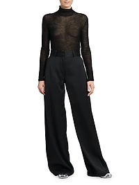 Wide-Leg Twill Trousers