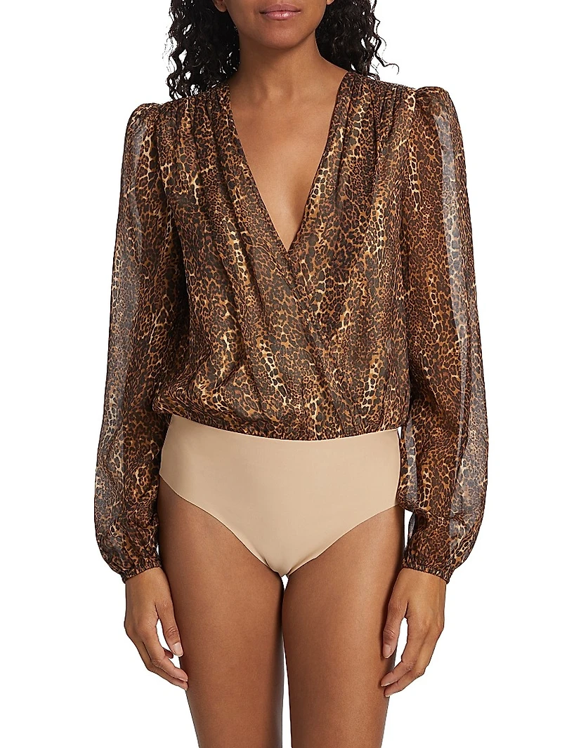 Isa Leopard Silk Bodysuit