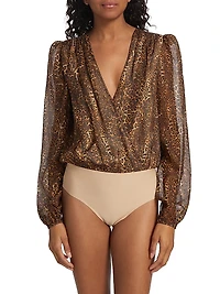 Isa Leopard Silk Bodysuit