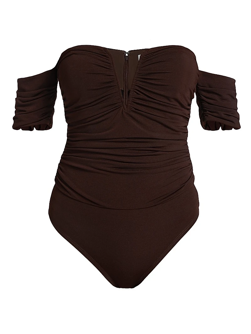 Louis Off-The-Shoulder Ruched Bodysuit
