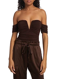 Louis Off-The-Shoulder Ruched Bodysuit