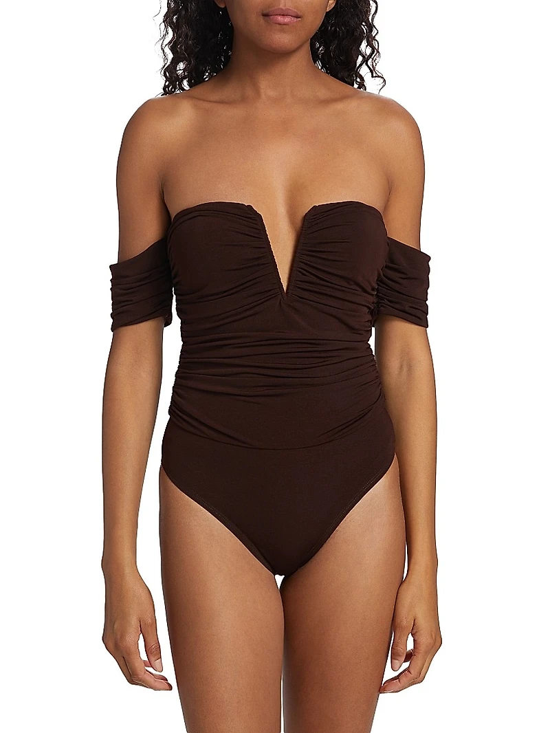 Louis Off-The-Shoulder Ruched Bodysuit