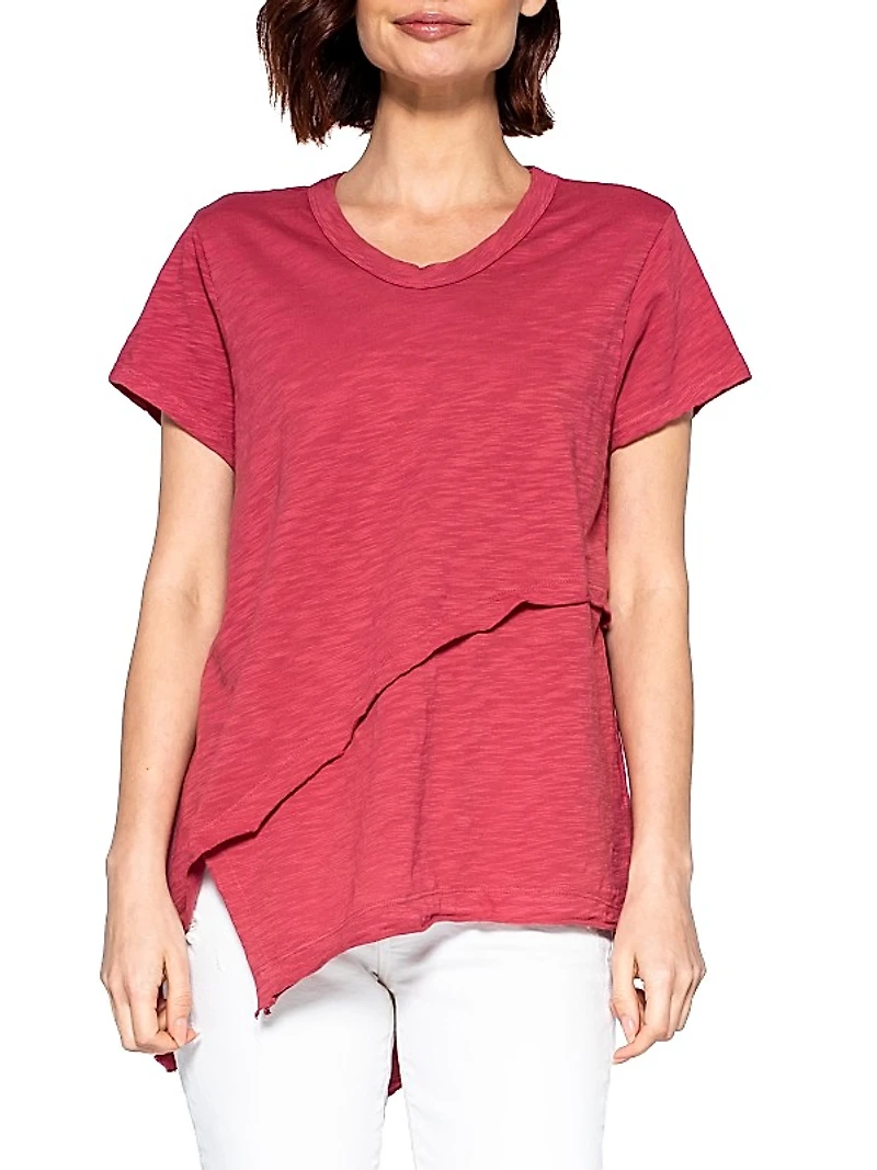 Short Sleeve Easy Crossover Hem Tee