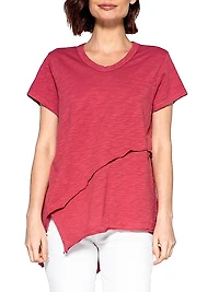 Short Sleeve Easy Crossover Hem Tee