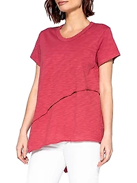Short Sleeve Easy Crossover Hem Tee