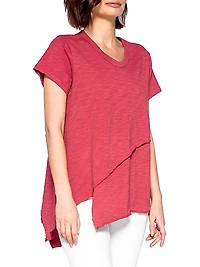 Short Sleeve Easy Crossover Hem Tee