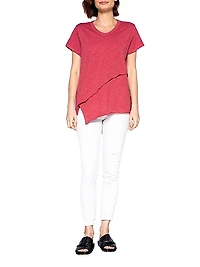 Short Sleeve Easy Crossover Hem Tee