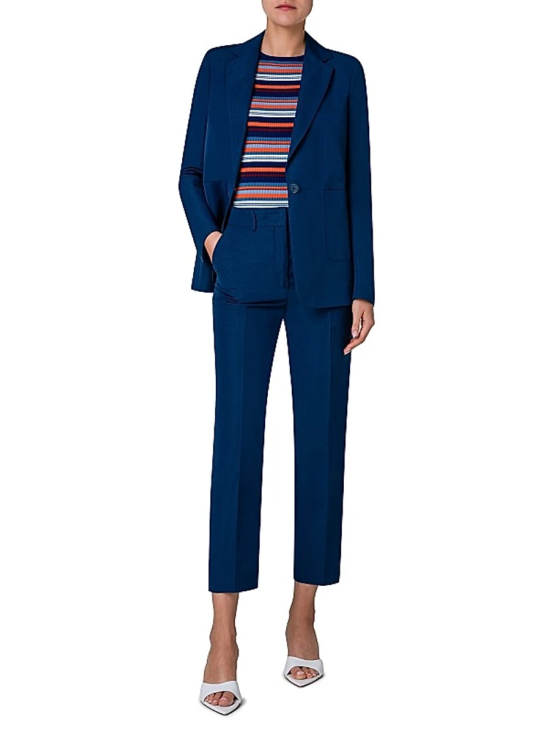 Single-Breasted Linen-Blend Blazer