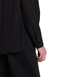 Yves Collar Shirt Matte And Shiny Cassandre Striped Silk