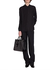 Yves Collar Shirt Matte And Shiny Cassandre Striped Silk