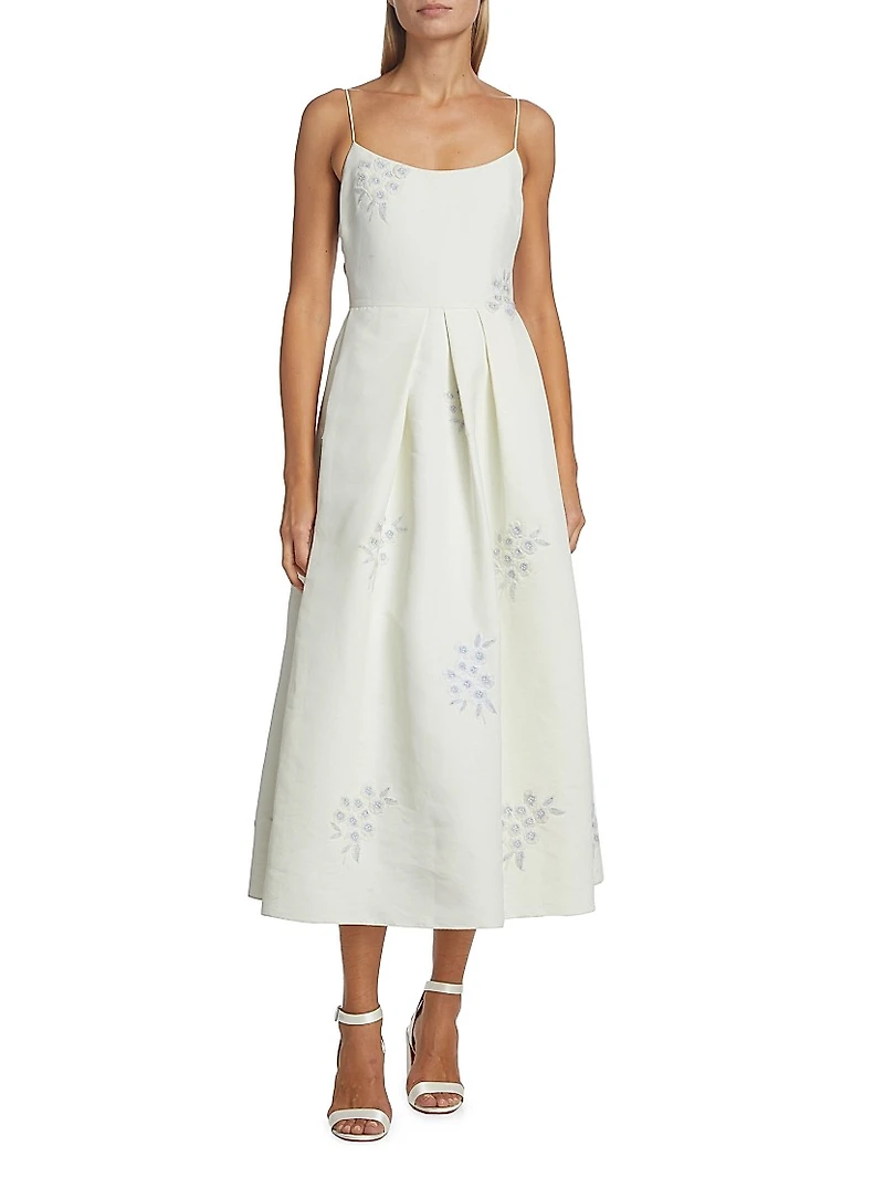 Audra Embroidered Midi dress