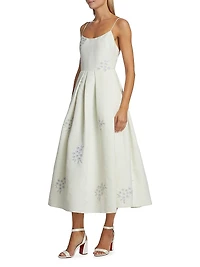 Audra Embroidered Midi dress