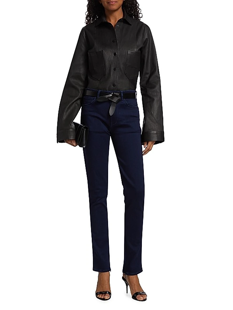 Kaya High-Rise Stretch Skinny Split-Hem Jeans