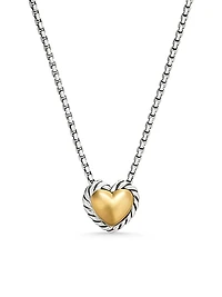 Cable Collectibles Cookie Classic Heart Necklace in Sterling Silver with 18K Yellow Gold, 8.5mm