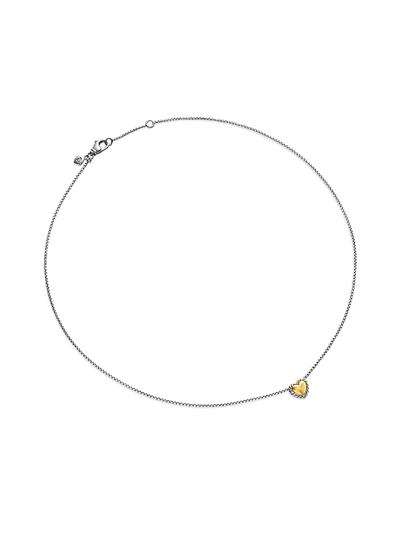 Cable Collectibles Cookie Classic Heart Necklace in Sterling Silver with 18K Yellow Gold, 8.5mm