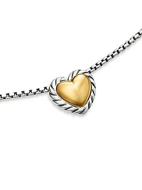 Cable Collectibles Cookie Classic Heart Necklace in Sterling Silver with 18K Yellow Gold, 8.5mm